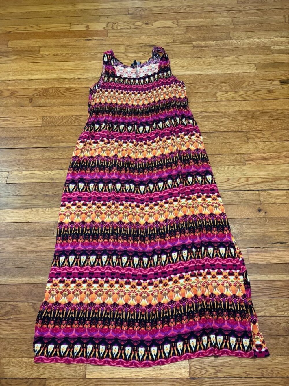 Elementz Womens Sleeveless Tank Dress Size XL Colorful Flowy Rayon Maxi